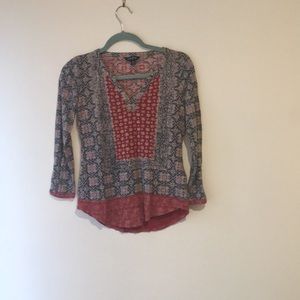 Lucky Brand Red and Blue Casual Top